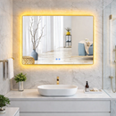 Espelho LED Para Banheiro Touch 3 Cores de Luz Com Desembaçador e Display Digital 80x60 cm Bivolt