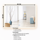 Espelho LED Para Banheiro Touch 3 Cores de Luz Com Desembaçador e Display Digital 80x60 cm Bivolt