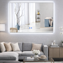 Espelho LED Para Banheiro Touch 3 Cores de Luz Com Desembaçador e Display Digital 80x60 cm Bivolt