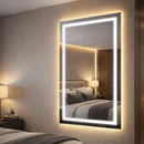 Espelho Led Para Banheiro Touch 3 Cores de Luz Com Desembaçador e Display Digital 80x60 cm Bivolt