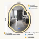 Espelho LED Redondo Touch 3 Cores de Luz Com Desembaçador e Display Digital 80x80 cm Bivolt