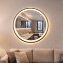 Espelho LED Redondo Touch 3 Cores de Luz Com Desembaçador e Display Digital 80x80 cm Bivolt